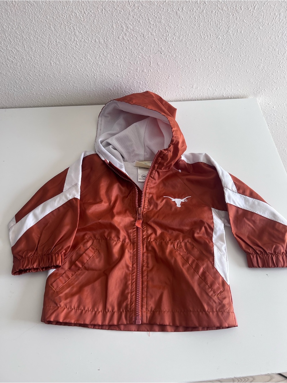 Toddler Hooded Windbreaker Jacket - Burnt Orange & White